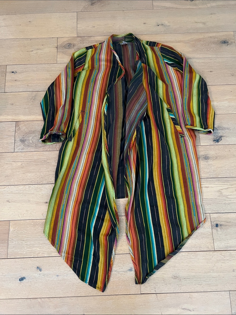 Ivy Jane Vibrant Multi-Color Striped Duster Coat